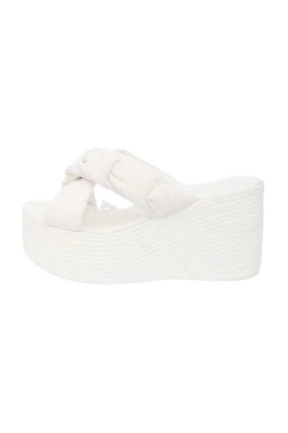 Platform Sandals for Women Chunky Heel Wedge Sandals Casual Vacation Criss Cross Strap Open Toe Slip On Sandal White Women Sandal
