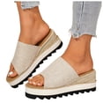 thumbnail image 1 of Platform Sandals for Women Chunky Wedge Espadrilles Lug Sole Non Slip Heels Comfortable Summer Walking Beach Shoes Beige Size 6, 1 of 6