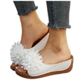 thumbnail image 1 of Platform Sandals for Women Open Toe Flower Wedge Slides 2026 Summer Casual Orthopedic Beach Shoes Comfy Walking Shoes Outdoor Slippers White Size 7, 1 of 6