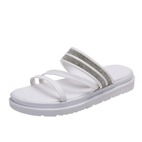 Platform Sandals for Women Shiny Rhinestones Slide Sandals Open Toe Strappy Sandals Summer Casual Walking Shoes