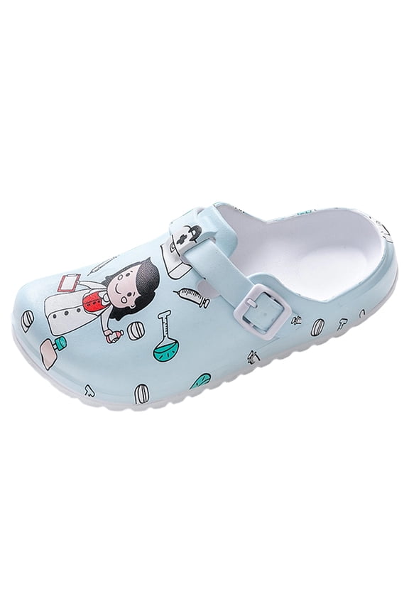 Platform Sandals for Women Slip on Close Toe Platform Arch Support Non Slip Garden Clogs Adjustable Buckle Slide Mules Blue Size 7.5