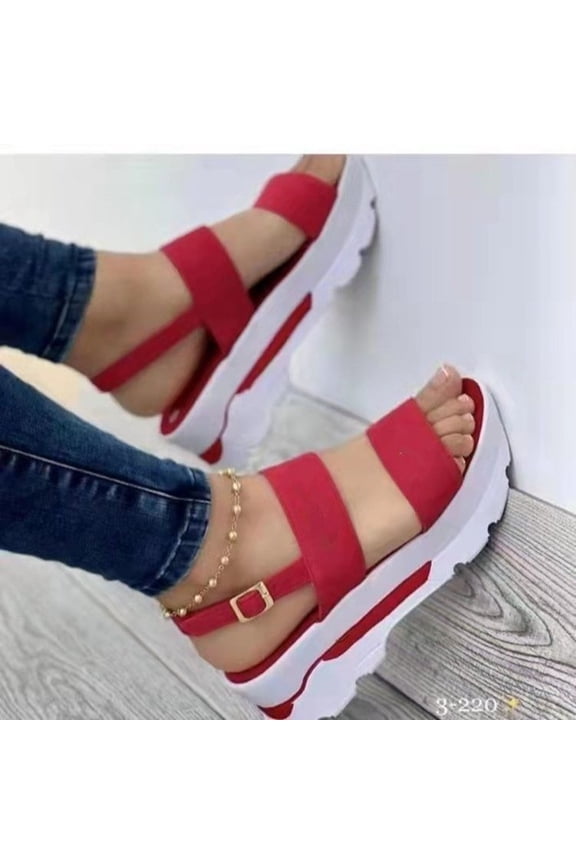 Platform Sandals for Women Summer Open Toes Breathable Ankle-Strap Backless Wedge Shoes Comfortable Anti Slip Adjustable Buckle Light Sandals