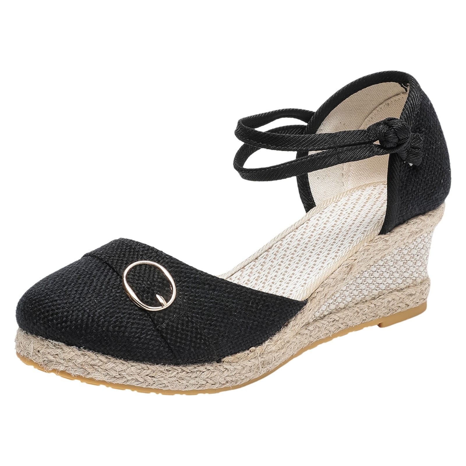 Platform Sandals for Womens Women Shoes Slope Heeled Linen Sandals ...