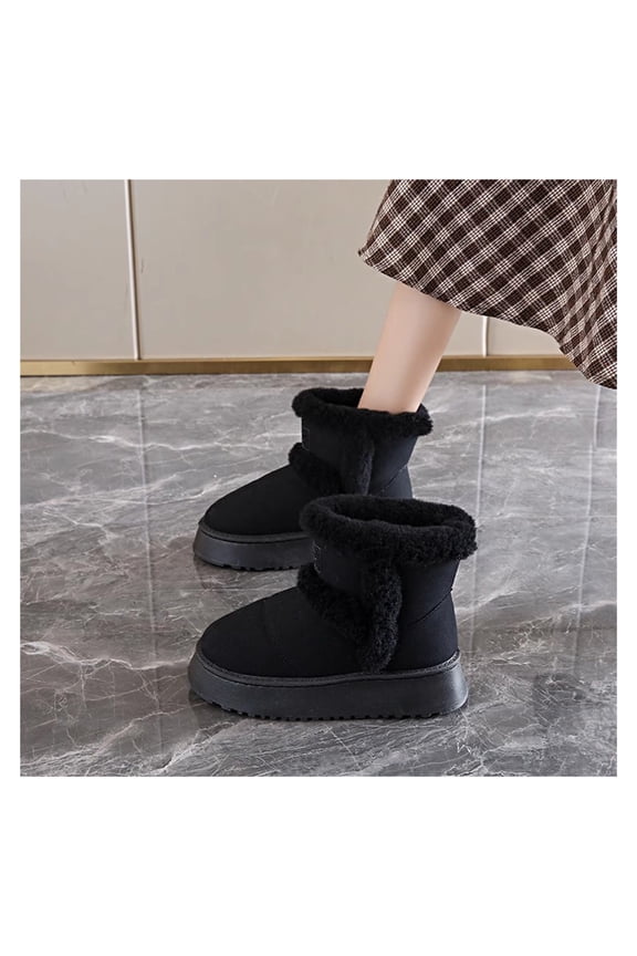 Platform Shoes Mini Boot Women Short Ankle Boots with Fur Lined,Non-slip Winter Boots Snow Shoes for Women,Mid-Calf House Slippers Boots