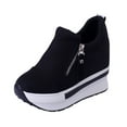 thumbnail image 1 of Platform Shoes for Women Velcro Slip-on Shoes Fashion Low Top Chunky Sneakers Wedge Heel Dad Shoes Height Increasing, 1 of 9