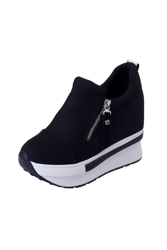 Platform Shoes for Women Velcro Slip-on Shoes Fashion Low Top Chunky Sneakers Wedge Heel Dad Shoes Height Increasing