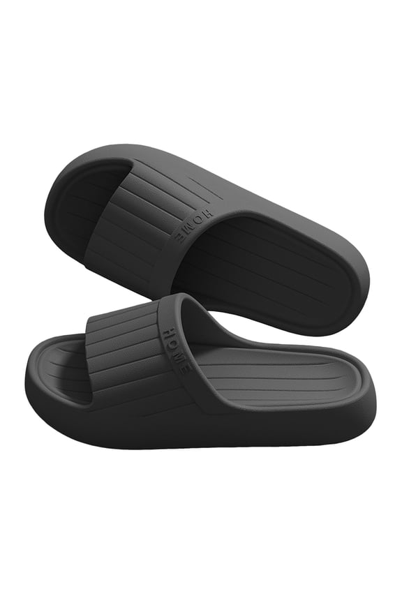 Platform Slides for Men Women Lightweight Indoor Home Slip on House Slippers Casual Antislip Bathroom Shower Shoes Summer Outdoor Beach Shoes Black Size 9