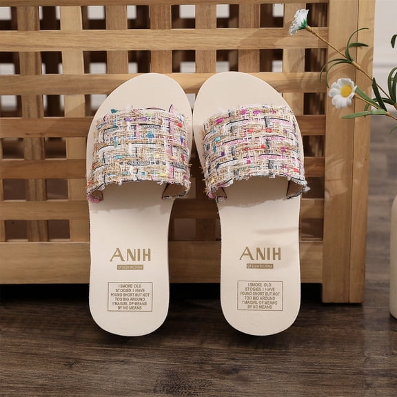 Platform Slides for Women Chunky Fashion Women's Cloth Strap Peep Toe Slide Sandals Open Toe Wedge Chunky High Heels Sandal for Summer Casual Wear Lady Girls(Beige, 36)