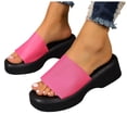 thumbnail image 1 of Platform Slides for Women Square Open Toe Elastic One Band Slip on Wedge Sandals Summer Casual Slippers Hot Pink Size 9.5, 1 of 6
