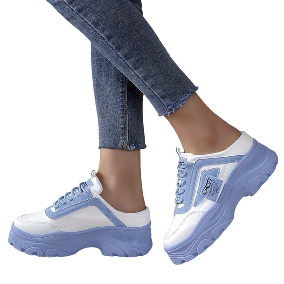 Platform Slip On Sneakers for Women Lace Up Non Slip Sports Shoes Thick Sole Dress Shoes with Arch Support
