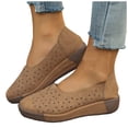 thumbnail image 1 of Platform Slip on Dress Shoes for Women 2025 Breathable Flower Casual Beach Wedge Walking Flats Loafers, 1 of 6