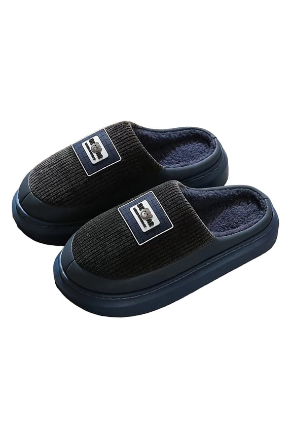 Platform Slippers for Women Cute Bear Comfy Memory Foam Chunky Soft Sole Bedroom Slip on Plush Slides Shoes Navy Size 11