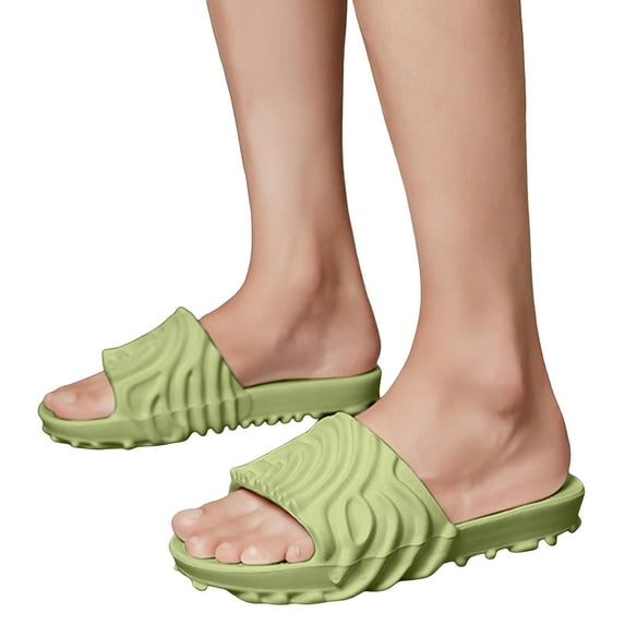 Platform Slippers for Women Men Cushioning Nonslip Indoor Slides Open Toe Thick Soft Sole Summer Sandals Beach Shoes Green Size 6