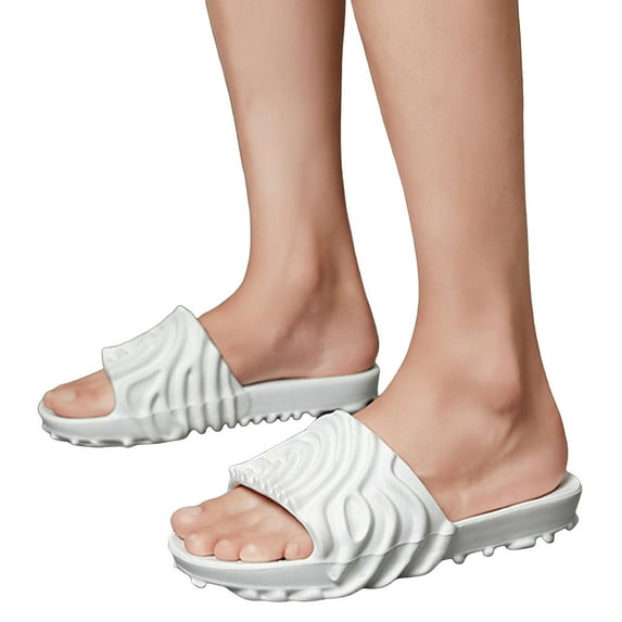 Platform Slippers for Women Men Cushioning Nonslip Indoor Slides Open Toe Thick Soft Sole Summer Sandals Beach Shoes White Size 10