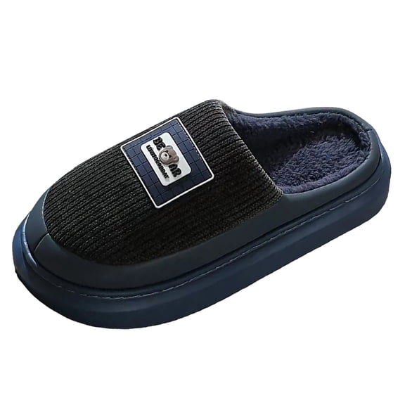 Platform Slippers with Arch Support for Men Winter Warm Fashion Splicing Thick Sole Non Slip House Slippers Blue Size 9