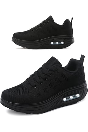 Platform Sneakers for Women Air Cushion | Walking Shoes Women Comfortable All Day | Thick Rocker Bottom