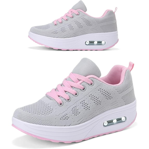 Platform Sneakers for Women Air Cushion | Walking Shoes Women Comfortable All Day | Thick Rocker Bottom