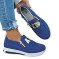 thumbnail image 1 of Platform Sneakers for Women Breathable Round Toe Chunky Bottom Slip on Low Top Side Zipper Flat Comfortable Walking Shoes Blue Size 7, 1 of 7