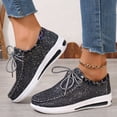 thumbnail image 1 of Platform Sneakers for Women Glitter Casual Walking Shoes Lace Up Sequin Fashion Shoes Lightweight Thick Sole Comfort Shoes, 1 of 7