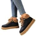 thumbnail image 1 of Platform Snow Boots for Women High Top Winter Warm Furry Lined Lace up Ankle Booties Outdoor Casual Fuzzy Walking Shoes Black Size 5.5, 1 of 5