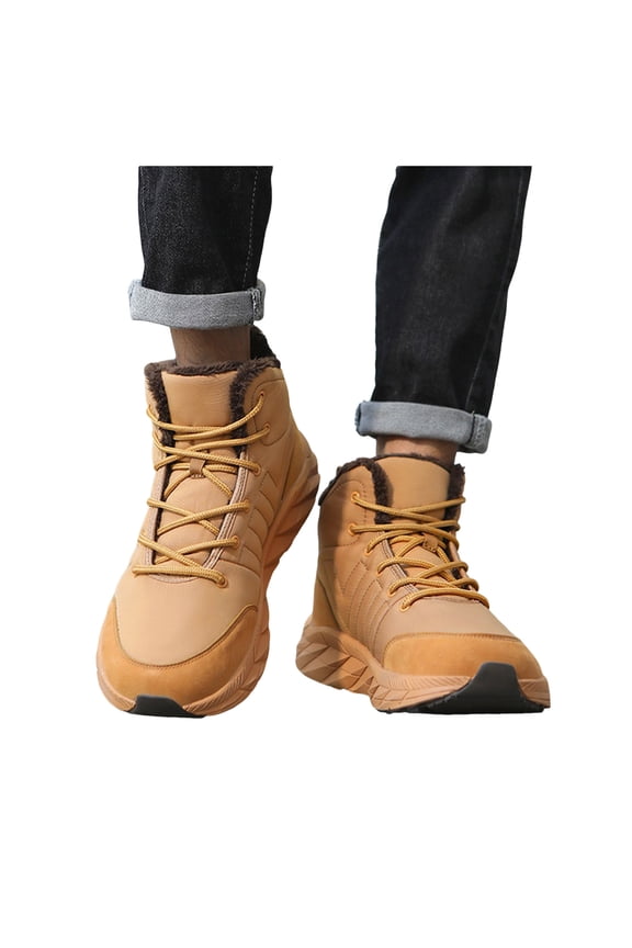 Platform Snow Boots for Women Men High Top Lace up Winter Thicken Fuzzy Warm Comfort Soft Sole Outdoor Hiking Shoes