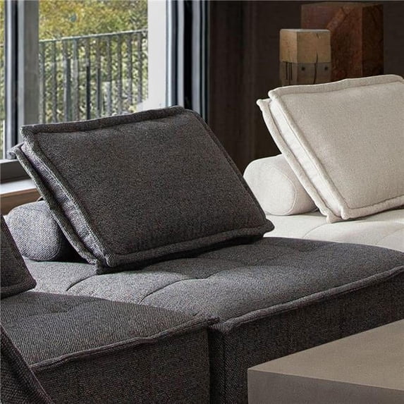Diamond Sofa PLATFORMLGGR Platform Square Modular Lounger with Bolstered & Non-Skid Backrest, Grey