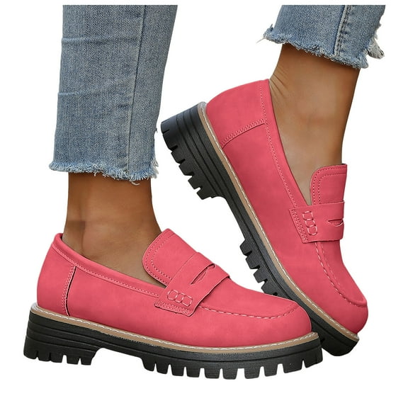 Platform Suede Loafers for Women Comfortable Slip On Business Dress Loafers Lightweight Casual Shoes