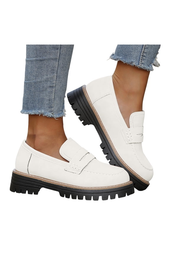 Platform Suede Loafers for Women Comfortable Slip On Business Dress Loafers Lightweight Casual Shoes