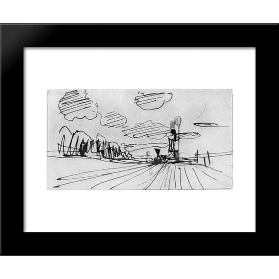 Platform. The approaching train. 20x24 Framed Art Print by Isaac Levitan