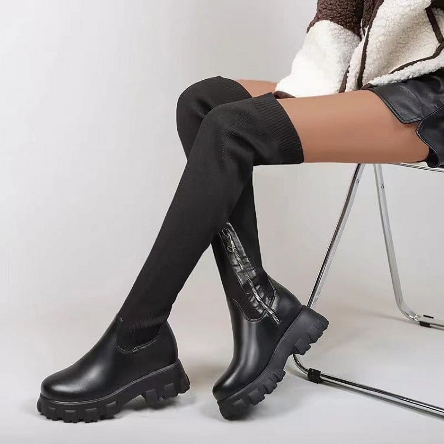 Platform Tight High Boots Womens Over The Knee Boots Thigh High Round Toe Long Fall Sexy Boots for Ladies Walmart