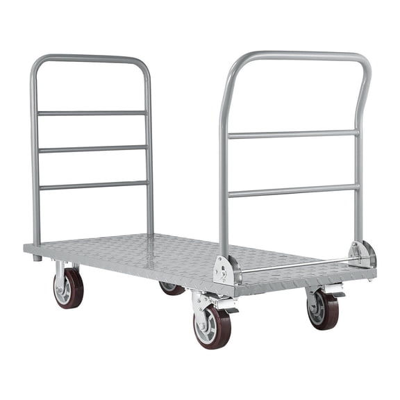 Platform Truck 2650lbs Capacity - Heavy Duty Foldable Cart Dolly with Swivel Wheels & Guardrail - Warehouse, Garage, Grocery - 24x36.2in