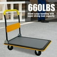 thumbnail image 1 of Platform Truck,660 lbs Capacity Steel Flatbed Cart,Foldable Push Hand Cart with 360 Degree Swivel Wheels,Heavy Duty Utility Push Carts for Loading and Storage,35" x 23" x 34",Yellow, 1 of 7