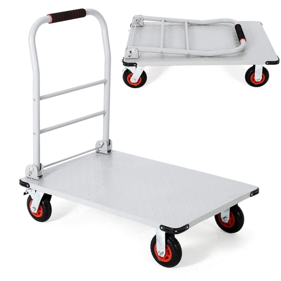 Platform Truck Cart 1800 Lbs Capacity, 36"X24" Flatbed Cart Foldable Push Cart Dolly with Collapsible Handle & 6" Swivel Wheels, Steel Moving Platform Hand Truck for Groceries, Garage, Warehouse