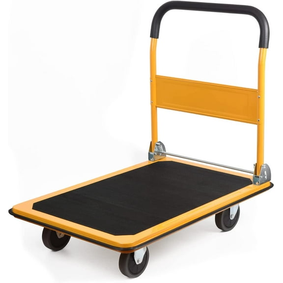 Platform Truck Large Size 880lbs Foldable Push Cart 35.8x24x34.3inches Yellow