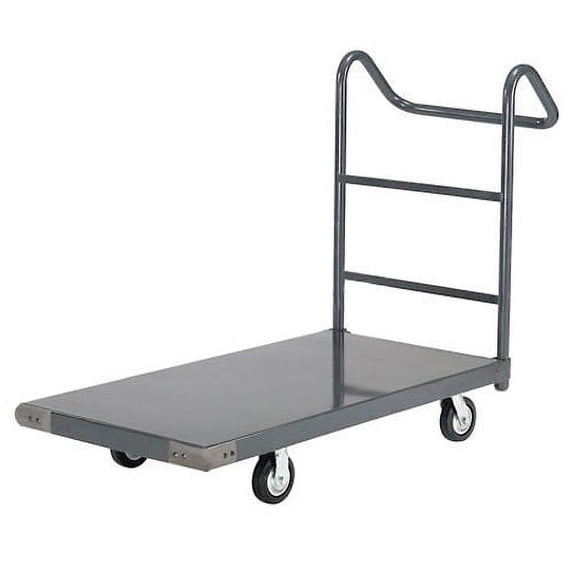 Platform Truck w/Steel Deck, 5" Rubber Casters with Ergo Handle, 48 x 24, 1400 Lb. Capacity