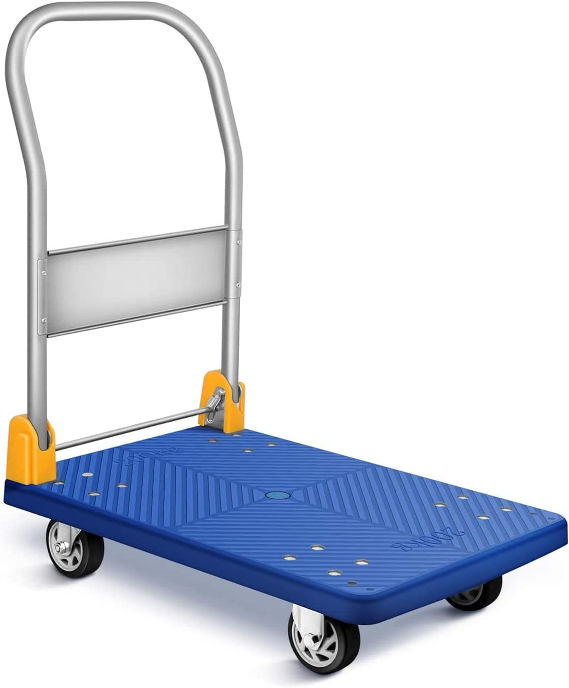 Blue Foldable Utility Cart, 440lb Capacity, 360° Swivel Wheels ...