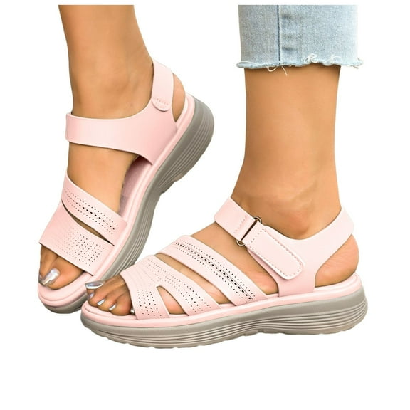 Platform Walking Dress Sandals Womens Trendy Summer Beach Open Toe Ankle Strap Chunky Footbed Dressy Sandals