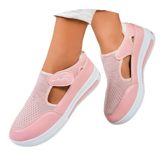 Platform Walking Shoes for Women 2025 Spring Summer Breathable Mesh Flats Nursing Work Sneakers