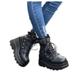 thumbnail image 1 of Platform Wedge Combat Boots for Women Gothic Punk Leather Lace up Chunky High Heel Ankle Booties Shoes, 1 of 7