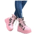 thumbnail image 1 of Platform Wedge Combat Boots for Women Gothic Punk Leather Lace up Chunky High Heel Ankle Booties Shoes, 1 of 6