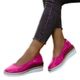 thumbnail image 1 of Platform Wedge Dress Shoes for Women Slip On Fashion Patent Leather Loafers Comfortable Non Slip Low Top Business Shoes Pink Size 6, 1 of 7