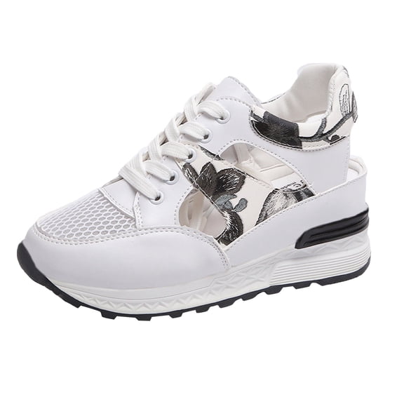Platform Wedge Fashion Sneakers for Women Spring Summer Breahtable Mesh Chunky Heeled Walking Sandals 2025