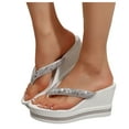 thumbnail image 1 of Platform Wedge Flip Flops for Women 2025 Rhinestones Sparkly Extra High Heels Slip on Slippers Thongs Sandals, 1 of 5
