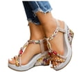 thumbnail image 1 of Platform Wedge Heels for Women Espadrilles Sandals Comfortable Open Toe Ankle Strap Boho Dressy Summer Slip on Shoes White Size 6.5, 1 of 6