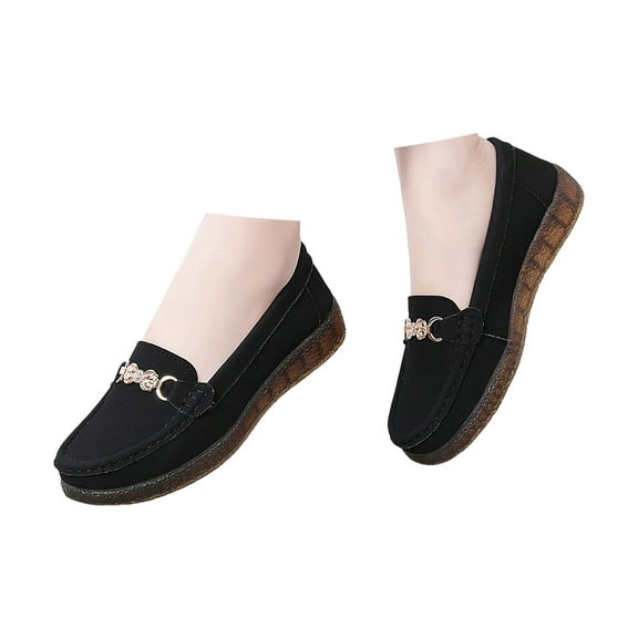 Platform Wedge Penny Loafers for Women Suede Spring Autumn Chunky Flats Slip on Casual Walking Dress Shoes