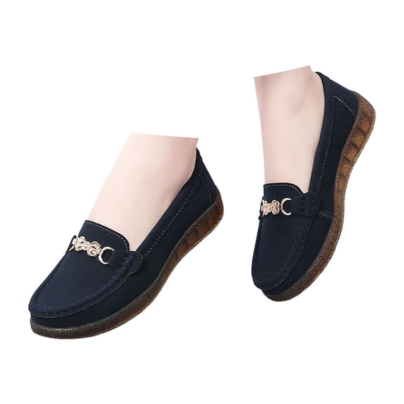 Platform Wedge Penny Loafers for Women Suede Spring Autumn Chunky Flats Slip on Casual Walking Dress Shoes