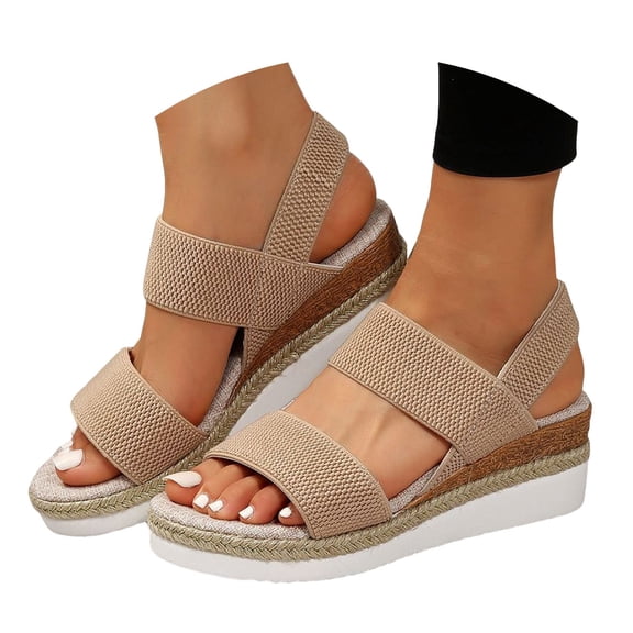 Platform Wedge Sandals for Women Comfortable Open Toe Espadrilles Chunky High Heel Slingback Walking Sandals