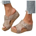 thumbnail image 1 of Womens Platform Dress Slide Sandals 2025 Roman Fashion Buckle Peep Toe Chunky Wedge High Heel Summer Slip on, 1 of 8