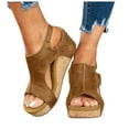 thumbnail image 1 of Platform Wedge Sandals for Women 2025 Comfortable Cork Footbed Chunky High Heel Slingback Dressy Sandals, 1 of 6