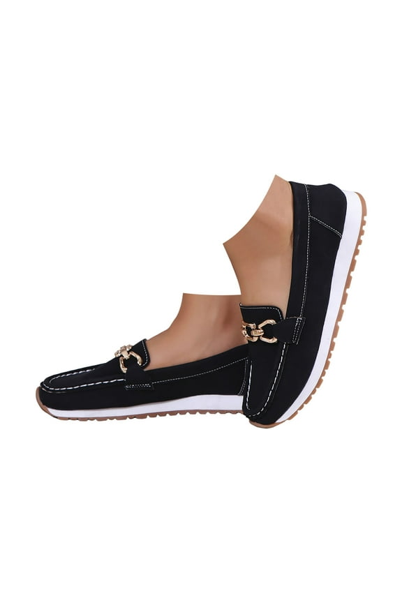 Platform Wedge Slip on Penny Loafers for Women Spring Fall Fashion Casual Buckle Walking Driving Work Shoes